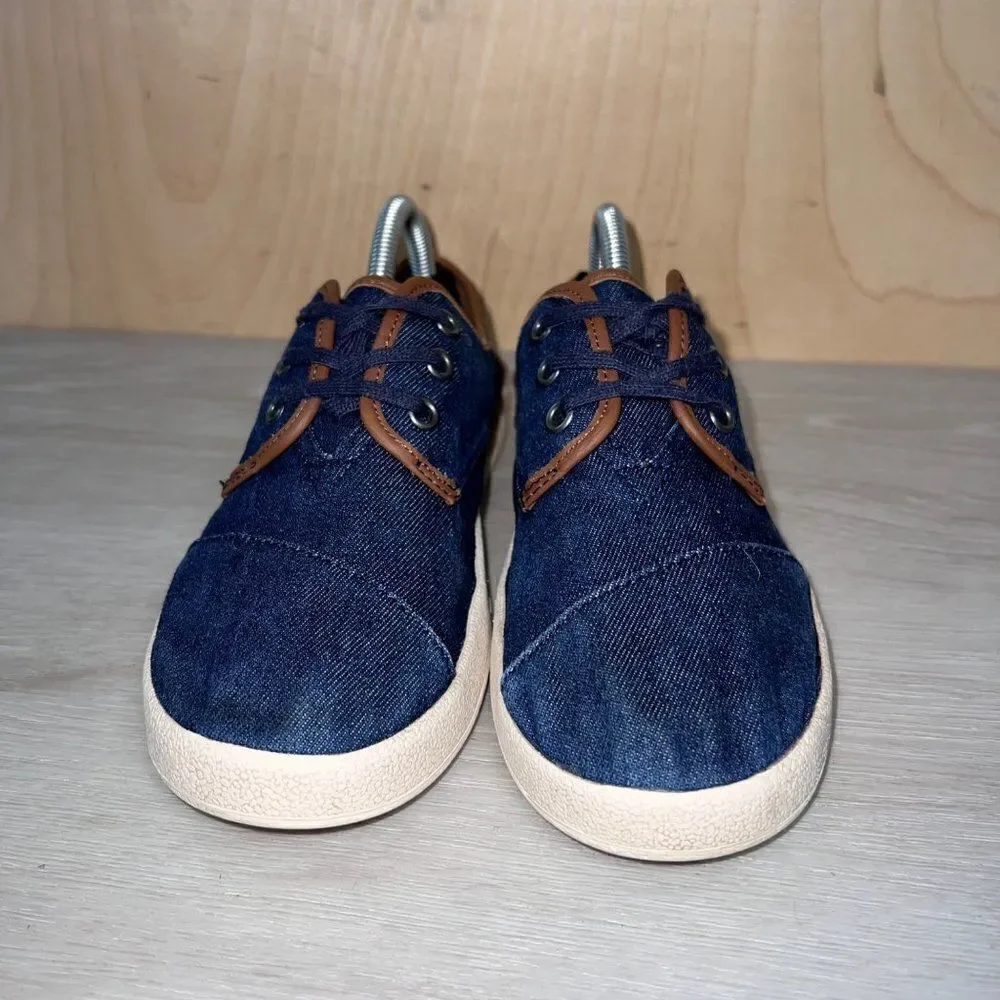 Toms Paseo Blue Denim Lace Up Shoes Youth 4‎ UK 3 EURO 36